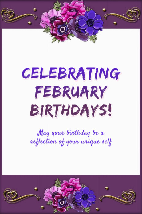 White Maximalist Celebrating February Birthdays Banner 4' × 6' Template ...