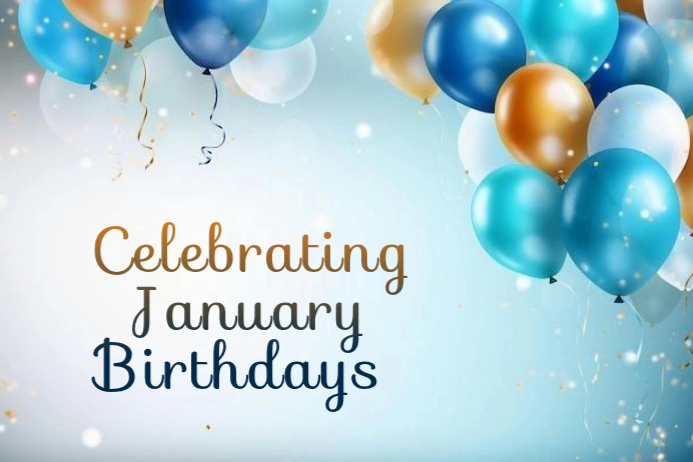 White maximalist celebrating january birthdays banner 4' × 6' Template ...