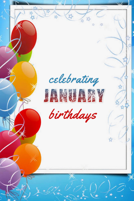 Plantilla de White Maximalist Celebrating January Birthdays Banner 4' × ...