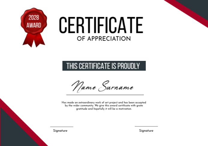 White Maximalist Certificate A4 template