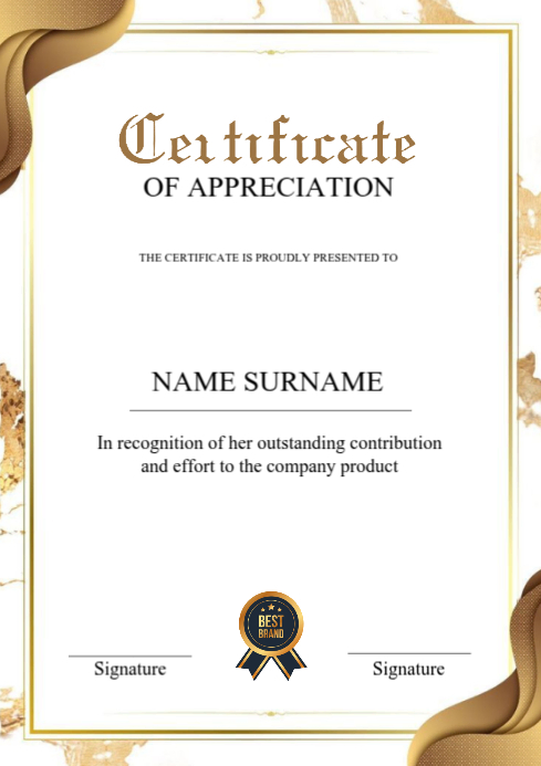 White Maximalist Certificate A4 template