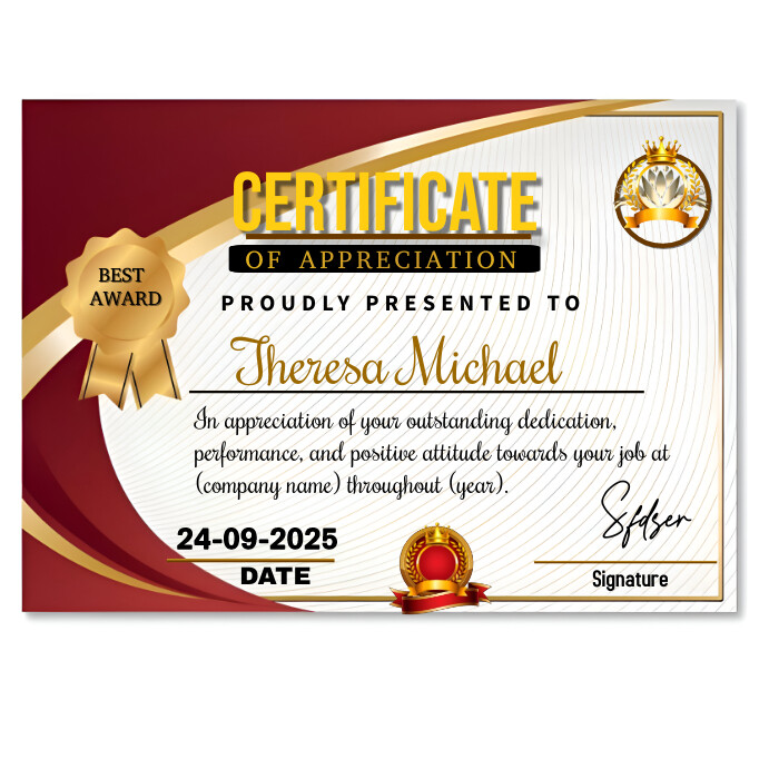 White Maximalist Certificate Of Appreciation Instagram Post template