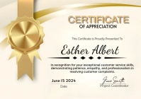 White Maximalist Certificate Of Appreciation For Customer Service A1 template