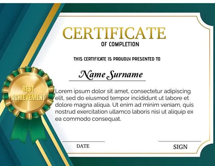 Copy of White Maximalist Certificate Of Completion Fl | PosterMyWall