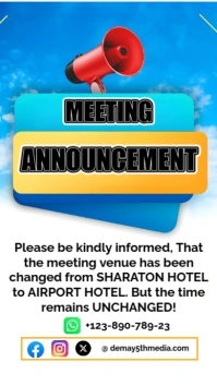 White Maximalist Change Of Meeting Venue Instagram Story template