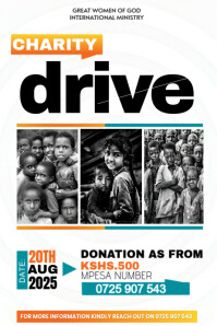 White Maximalist Charity Drive Poster template
