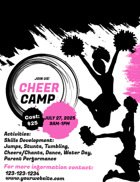 White Maximalist Cheer Camp Flyer (us Letter) Template | PosterMyWall
