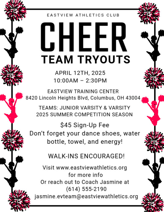 White Maximalist Cheer Team Tryout Flyer (us Letter) template
