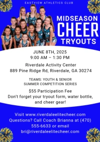 White Maximalist Cheerleader Tryouts Flye A4 template
