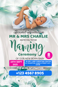 White Maximalist Child Christening  Poster template