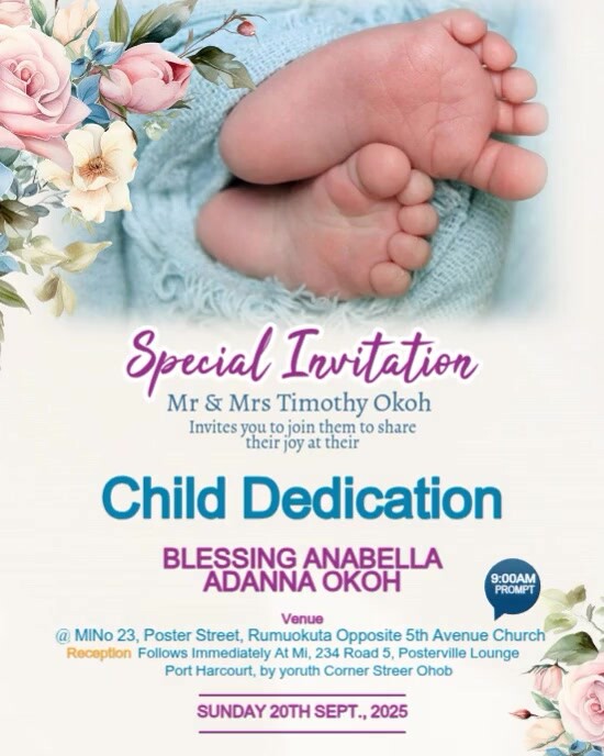 White Maximalist Child Dedication And Naming Ceremony Flyer  Instagram Portrait template
