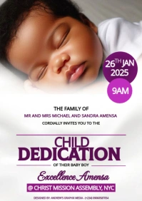 White Maximalist Child Dedication Flyer A4 template