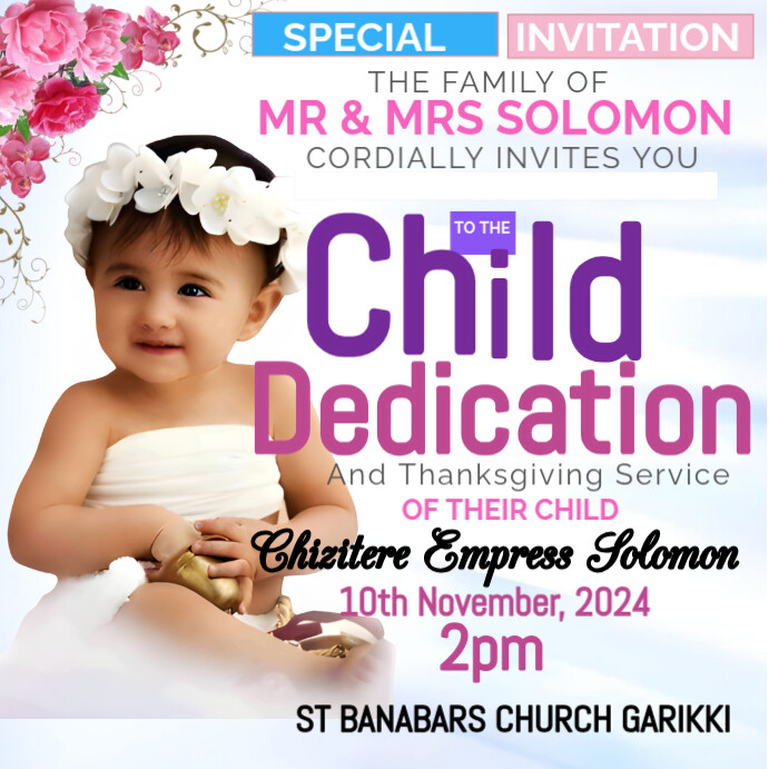 Dedication Posts Copy of White Maximalist Child Dedication Instagram Post | PosterMyWall