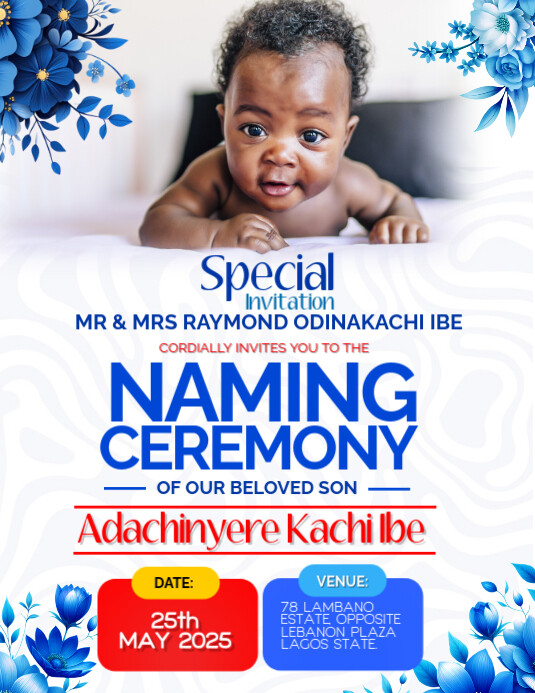 White Maximalist Child Naming Day Flyer Template Flyer (us Letter)