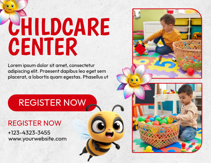 White Maximalist Childcare Flyer (us Letter) 传单(美国信函) template