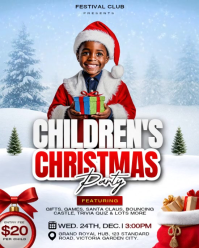 White Maximalist Children's Christmas Fun Party  Instagram Portrait template