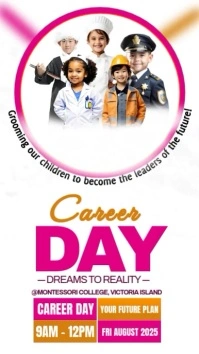 White Maximalist Children Career Day Design  Digital Display (9:16) template
