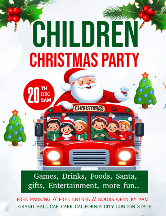 Copy of White Maximalist Children Christmas Party Invitation Flyer (us ...