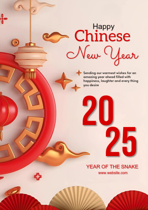 Copy of White Maximalist Chinese New Year A4 | PosterMyWall