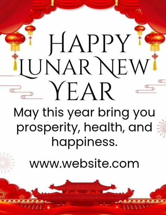 White Maximalist Chinese New Year Flyer (us Letter) Template | PosterMyWall