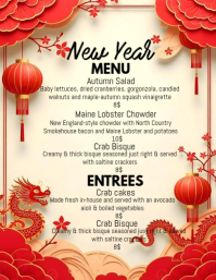 White Maximalist Chinese New Year  Menu Flyer (us Letter) template
