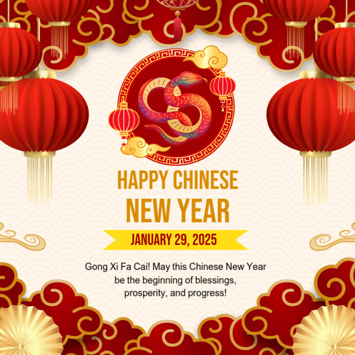 Copy of White Maximalist Chinese New Year Square (1:1) | PosterMyWall