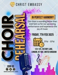 White Maximalist Choir Rehearsal  Flyer (us Letter) template
