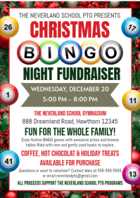 White Maximalist Christmas Bingo Night Fundraiser Invitation A4 template