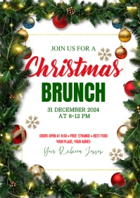 White Maximalist Christmas Brunch A2 template