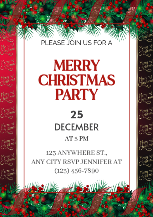 White Maximalist Christmas Card A4 Template | PosterMyWall