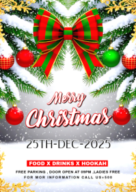 White Maximalist Christmas Card Design A6 template