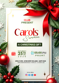 White Maximalist Christmas Card Design A6 template