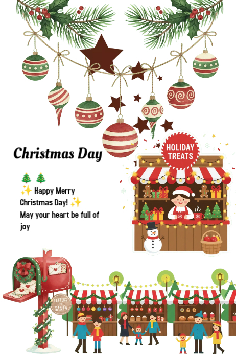 White Maximalist Christmas Card Poster Template | PosterMyWall