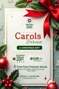 White Maximalist Christmas Carol Invitation Card Pinterest Graphic template