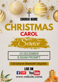 White Maximalist Christmas Carol Service Flyer A3 template