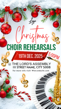 White Maximalist Christmas Choir Rehearsal Instagram Story template