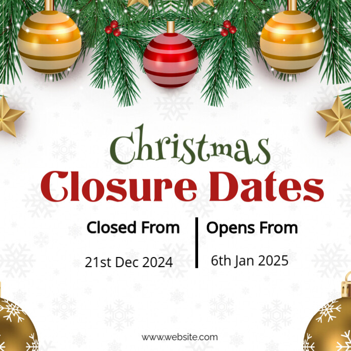 White Maximalist Christmas Closure Dates Instagram Post Template ...