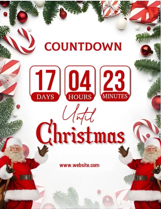 White Maximalist Christmas Countdown Flyer (us Letter) template