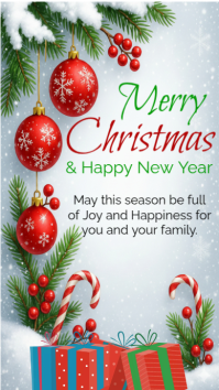 White Maximalist Christmas Digital Display (9:16) template