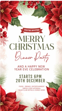 White Maximalist Christmas Dinner Invite Instagram Story template