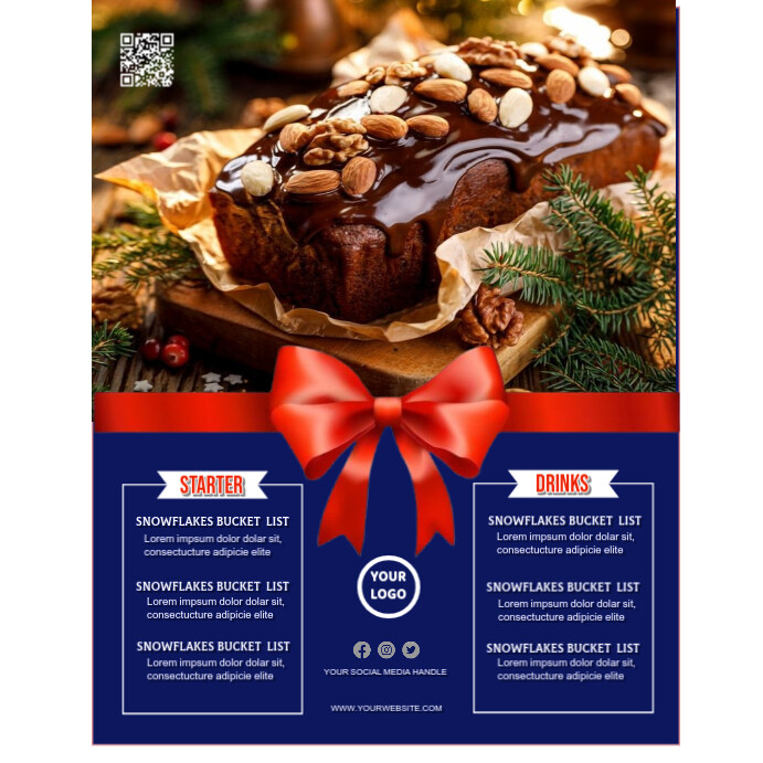 White Maximalist Christmas Dinner Manu Instagram Post template