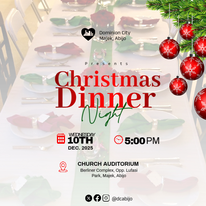 Post Design Dinner White Maximalist Christmas Dinner Night Instagram Post Template ...