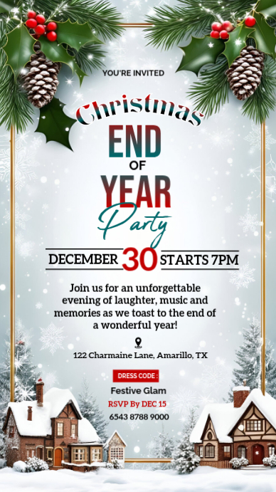 White Maximalist Christmas End Of Year Party Instagram Story Template ...