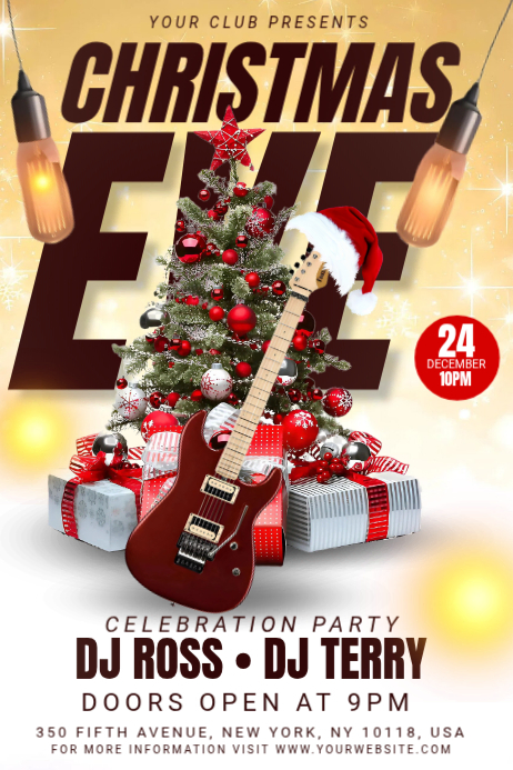 White Maximalist Christmas Eve Party Poster Template | PosterMyWall