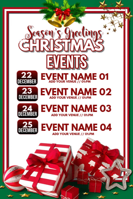 White Maximalist Christmas Events Poster Template | PosterMyWall