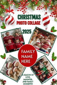 White Christmas Photo Collage Pinterest Grafieka Template