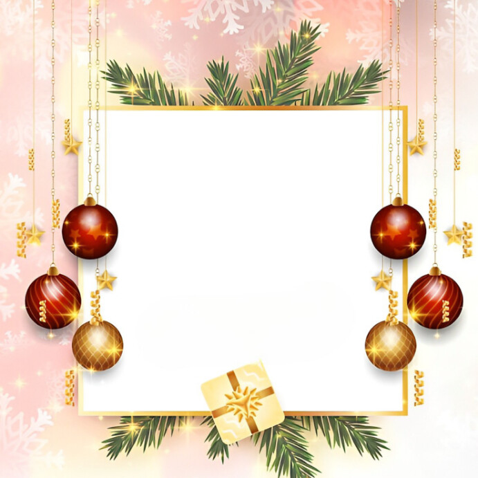 White Maximalist Christmas Frame Template  Instagram Post