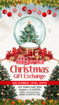 White Christmas Gift Exchange Event Digitalt display Template