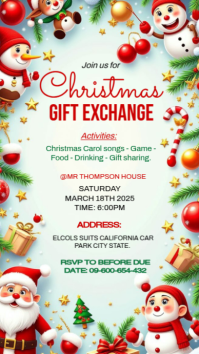 White Maximalist Christmas Gift Exchange Party Instagram Story template