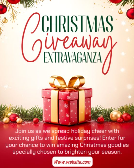 White Maximalist Christmas Giveaway Template Instagram Portrait